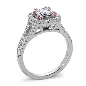 Cushion Cut CZ Square Halo Engagement Ring